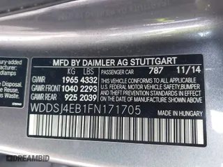 2015 Mercedes-Benz CLA-Class CLA 250 with VIN WDDSJ4EB1FN171705, listed as a IAAI auction lot 41649857 with 112,591 mi miles. Bid and sale history available at carsss.com. Image 9.