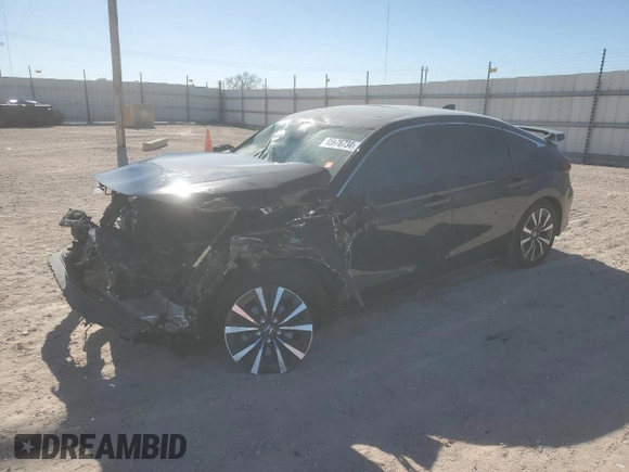 2024 Honda Civic EX-L z VIN 19XFL1H79RE021846, wystawiony jako Copart lot #85976734 z przebiegiem Nie podano mil oraz Szkoda całkowita • Salvage title. Historia ofert i sprzedaży dostępna na DreamBid. Obrazek 1.