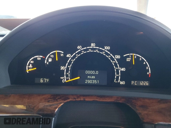 2005 Mercedes-Benz S 500 with VIN WDBNG75J05A456253, listed as a Copart auction lot 60942685 with 290,351 mi miles and Clean title. Bid and sale history available at DreamBid. Image 9.