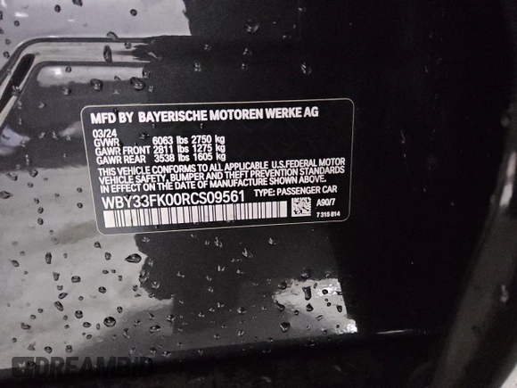 2024 BMW i5 eDrive40 z VIN WBY33FK00RCS09561, wystawiony jako Copart lot #49063295 z przebiegiem 8593 mil mil oraz Tytuł czysty. Historia ofert i sprzedaży dostępna na DreamBid. Obrazek 12.