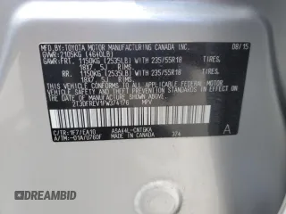 2015 Toyota RAV4 Limited z VIN 2T3DFREV1FW374176, wystawiony jako Copart lot #53947465 z przebiegiem 58 685 mil mil oraz Szkoda całkowita • Salvage title. Historia ofert i sprzedaży dostępna na DreamBid. Obrazek 13.