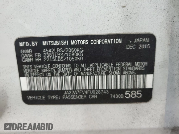 2015 Mitsubishi Lancer Evolution Final Edition z VIN JA32W7FV4FU028743, wystawiony jako Copart lot #75206334 z przebiegiem 51 409 mil mil oraz Szkody całkowita. Historia ofert i sprzedaży dostępna na DreamBid. Obrazek 13.