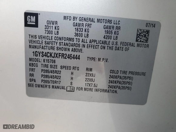 2015 Cadillac Escalade Premium with VIN 1GYS4CKJXFR246444, listed as a Copart auction lot 69064184 with 163,759 mi miles and Salvage Title. Bid and sale history available at carsss.com. Image 15.