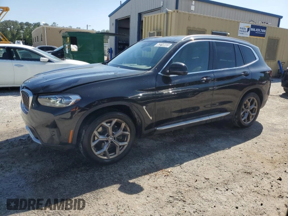 2022 BMW X3 sDrive30i with VIN 5UX43DP08N9M86824, listed as a Copart auction lot 52210665 with 38,841 mi miles and Clean Title. Bid and sale history available at carsss.com. Image 1.