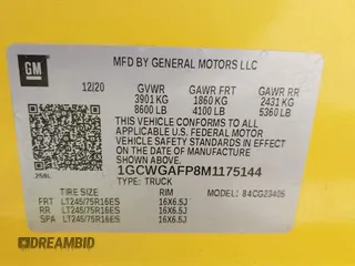 2021 Chevrolet Express Cargo with VIN 1GCWGAFP8M1175144, listed as a IAAI auction lot 42815392 with 57,298 mi miles and . Bid and sale history available at DreamBid. Image 9.