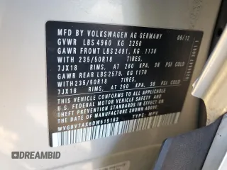 2013 Volkswagen Tiguan SE с VIN WVGBV7AX6DW515162, выставлен на аукционе Copart как лот 86622714 с пробегом 124 868 миль миль и На запчасти • Non repairable. История ставок и продаж доступна на DreamBid. Изображение 13.