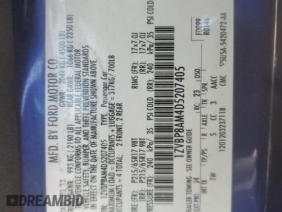 2013 Ford Mustang V6 with VIN 1ZVBP8AM4D5207405, listed as a Copart auction lot 53389355 with 157,603 mi miles and Salvage title. Bid and sale history available at DreamBid. Image 12.