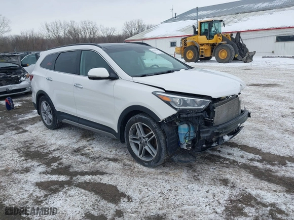 2017 Hyundai Santa Fe Limited Ultimate with VIN KM8SRDHF8HU207282, listed as a IAAI auction lot 41555970 with 120,456 mi miles. Bid and sale history available at carsss.com. Image 1.