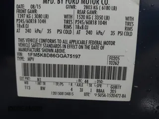 2016 Ford Explorer XLT z VIN 1FM5K8D86GGA75197, wystawiony jako IAAI lot #42220039 z przebiegiem 128 164 mil mil oraz . Historia ofert i sprzedaży dostępna na DreamBid. Obrazek 9.