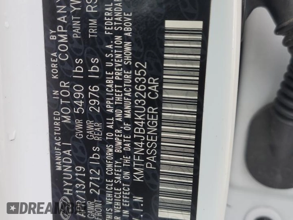 2019 Genesis G80 3.3T Sport with VIN KMTFN4JB4KU326352, listed as a Copart auction lot 74028734 with 0 mi miles and Salvage Title. Bid and sale history available at carsss.com. Image 13.