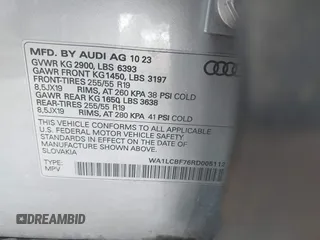 2024 Audi Q7 Premium Plus with VIN WA1LCBF76RD005112, listed as a IAAI auction lot 42692142 with 41,455 mi miles and . Bid and sale history available at DreamBid. Image 9.