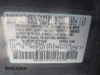 2014 Nissan Sentra SV with VIN 3N1AB7AP1EY310435, listed as a IAAI auction lot 42614959 with 152,276 mi miles and . Bid and sale history available at DreamBid. Image 9.