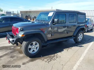 2018 Jeep Wrangler Unlimited Sport S with VIN 1C4HJXDG4JW149557, listed as a IAAI auction lot 42014833 with 54,472 mi miles. Bid and sale history available at carsss.com. Image 2.