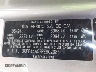 2024 Kia Forte GT z VIN 3KPF44AC7RE802984, wystawiony jako IAAI lot #42147389 z przebiegiem 7018 mil mil oraz . Historia ofert i sprzedaży dostępna na DreamBid. Obrazek 9.