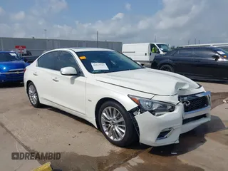 2019 Infiniti Q50 Sport with VIN JN1EV7AP8KM518268, listed as a IAAI auction lot 42113743 with 56,495 mi miles and . Bid and sale history available at DreamBid. Image 1.