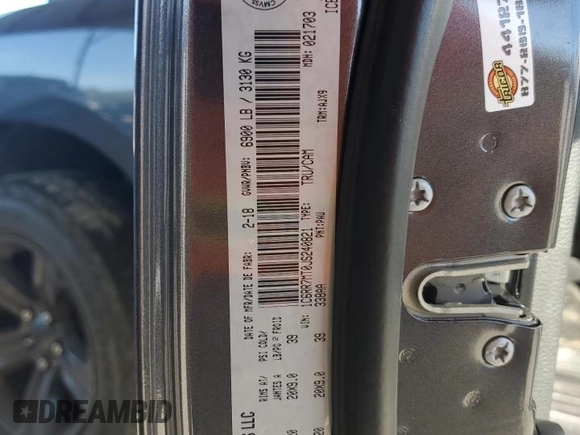 2018 Ram 1500 Night with VIN 1C6RR7MT0JS240821, listed as a Copart auction lot 80089194 with 107,261 mi miles and Salvage Title. Bid and sale history available at carsss.com. Image 12.