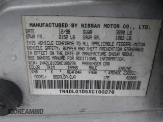 1999 Nissan Altima XE with VIN 1N4DL01D5XC180276, listed as a IAAI auction lot 41584645 with 248,376 mi miles. Bid and sale history available at carsss.com. Image 9.