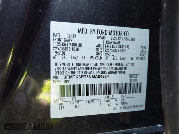 2022 Ford Mustang Mach-E Premium с VIN 3FMTK3R78NMA04984, выставлен на аукционе IAAI как лот 41530989 с пробегом 28 827 миль миль и . История ставок и продаж доступна на DreamBid. Изображение 9.