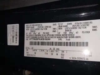 2018 Ford F-250 XL with VIN 1FT7W2BT0JEB18280, listed as a IAAI auction lot 42468353 with Not provided miles and . Bid and sale history available at DreamBid. Image 9.