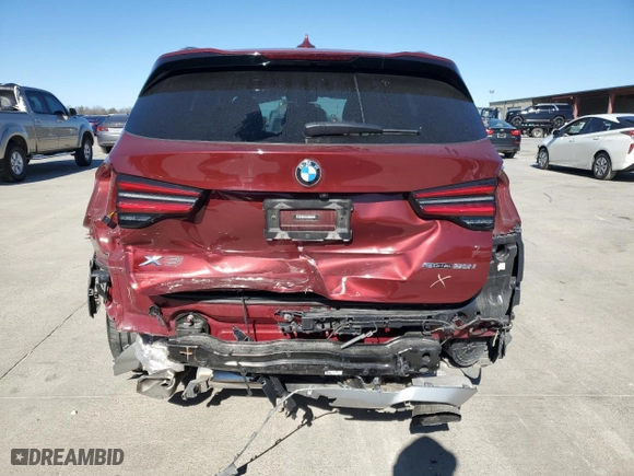 2022 BMW X3 sDrive30i with VIN 5UX43DP04N9K91982, listed as a Copart auction lot 42221855 with 38,121 mi miles and Salvage Title. Bid and sale history available at carsss.com. Image 6.