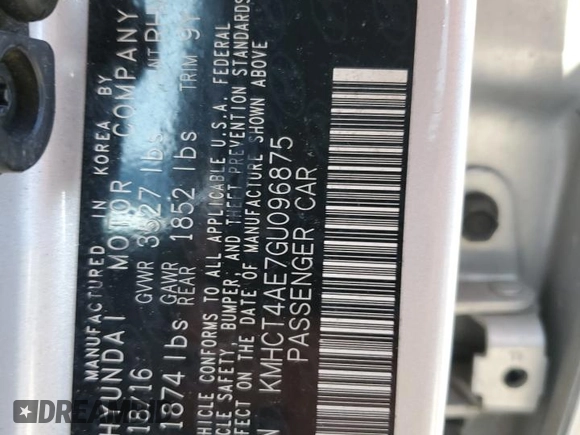 2016 Hyundai Accent SE z VIN KMHCT4AE7GU096875, wystawiony jako Copart lot #52945135 z przebiegiem 109 083 mil mil oraz Szkoda całkowita • Salvage title. Historia ofert i sprzedaży dostępna na DreamBid. Obrazek 12.