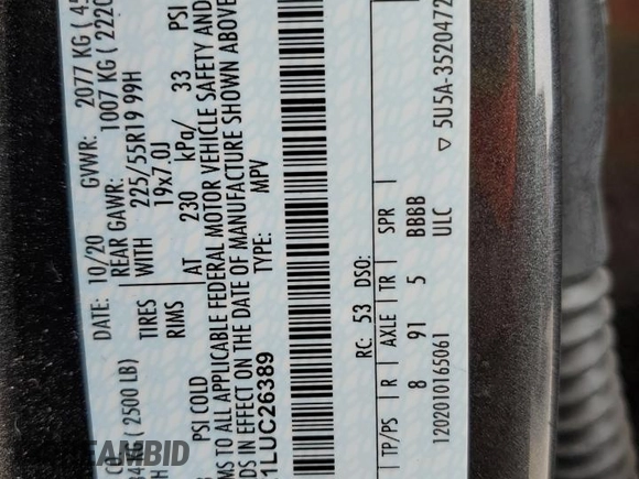 2020 Ford Escape SE Sport Hybrid with VIN 1FMCU0BZ1LUC26389, listed as a Copart auction lot 64202664 with 82,244 mi miles and Salvage Title. Bid and sale history available at DreamBid. Image 12.