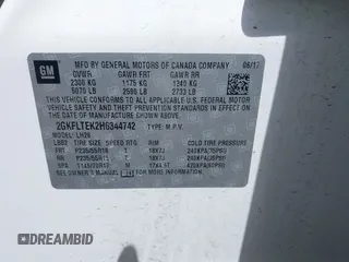 2017 GMC Terrain SLE with VIN 2GKFLTEK2H6344742, listed as a IAAI auction lot 41966058 with 112,298 mi miles. Bid and sale history available at carsss.com. Image 9.
