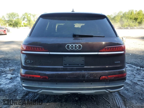2021 Audi Q7 Premium Plus with VIN WA1LJAF73MD015377, listed as a Copart auction lot 57135695 with 58,432 mi miles and Salvage title. Bid and sale history available at DreamBid. Image 6.
