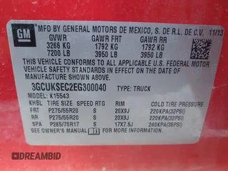 2014 Chevrolet Silverado 1500 LTZ with VIN 3GCUKSEC2EG300040, listed as a IAAI auction lot 42037164 with 64,271 mi miles. Bid and sale history available at carsss.com. Image 9.