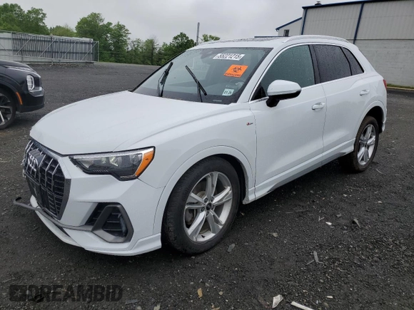 2021 Audi Q3 S line Premium with VIN WA1DECF36M1025713, listed as a Copart auction lot 55221215 with Not provided miles and Salvage title. Bid and sale history available at DreamBid. Image 1.