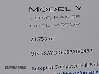 2023 Tesla Model Y Long Range with VIN 7SAYGDEE5PA198483, listed as a IAAI auction lot 41433952 with 24,753 mi miles and . Bid and sale history available at DreamBid. Image 16.