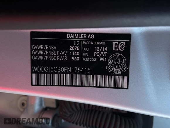 2015 Mercedes-Benz CLA 45 AMG with VIN WDDSJ5CB0FN175415, listed as a Copart auction lot 85143354 with 210,614 mi miles and Clean Title. Bid and sale history available at DreamBid. Image 10.