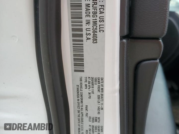 2021 Jeep Grand Cherokee 80th Anniversary with VIN 1C4RJFBG1MC564083, listed as a Copart auction lot 52137155 with 35,591 mi miles and Salvage Title. Bid and sale history available at DreamBid. Image 13.