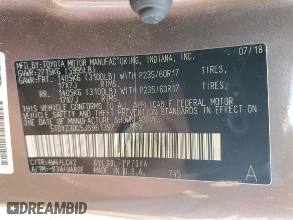 2018 Toyota Sienna XLE Auto Access Seat with VIN 5TDYZ3DC5JS961397, listed as a Copart auction lot 42735825 with 46,828 mi miles and Salvage Title. Bid and sale history available at carsss.com. Image 13.
