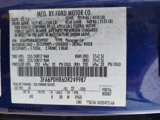 2013 Ford Fusion SE с VIN 3FA6P0HR6DR249987, выставлен на аукционе IAAI как лот 42420287 с пробегом 157 961 миль миль и . История ставок и продаж доступна на DreamBid. Изображение 9.