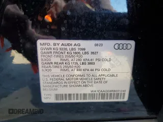 2024 Audi Q8 e-tron Sportback S line Premium Plus z VIN WA1CAAGE6RB031248, wystawiony jako Copart lot #82036714 z przebiegiem 7 671 mil mil oraz Szkoda całkowita • Salvage title. Historia ofert i sprzedaży dostępna na DreamBid. Obrazek 13.