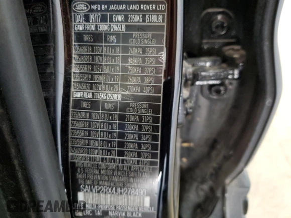 2018 Land Rover Range Rover Evoque SE с VIN SALVP2RX4JH278490, выставлен на аукционе Copart как лот 56659675 с пробегом 86 076 миль миль и Чистый • Clean title. История ставок и продаж доступна на DreamBid. Изображение 14.