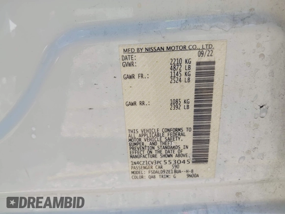 2023 Nissan LEAF SV Plus z VIN 1N4CZ1CV3PC553045, wystawiony jako IAAI lot #41998867 z przebiegiem 38 550 mil mil oraz . Historia ofert i sprzedaży dostępna na DreamBid. Obrazek 9.