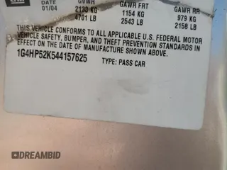 2004 Buick LeSabre Custom with VIN 1G4HP52K544157625, listed as a Copart auction lot 52572225 with 95,959 mi miles and Salvage Title. Bid and sale history available at carsss.com. Image 12.