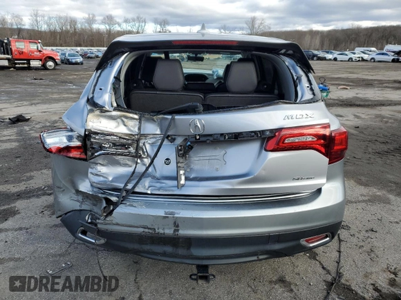 2016 Acura MDX with VIN 5FRYD4H22GB035489, listed as a Copart auction lot 85362884 with 105,826 mi miles and Salvage Title. Bid and sale history available at carsss.com. Image 6.