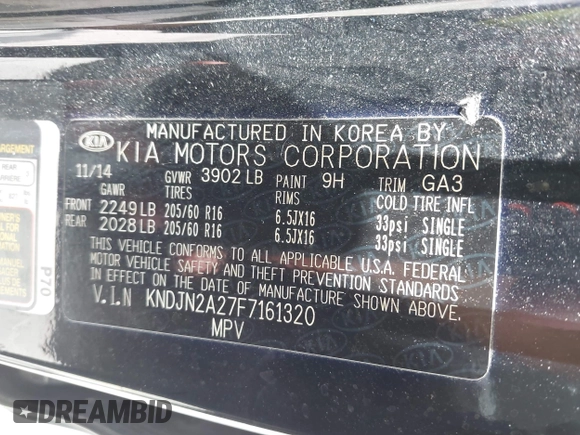 2015 Kia Soul z VIN KNDJN2A27F7161320, wystawiony jako IAAI lot #42480400 z przebiegiem 92 275 mil mil oraz . Historia ofert i sprzedaży dostępna na DreamBid. Obrazek 9.