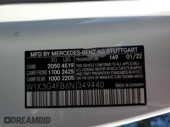 2022 Mercedes-Benz A 220 z VIN W1K3G4FB6NJ349440, wystawiony jako Copart lot #80438744 z przebiegiem 28 483 mil mil oraz Szkoda całkowita • Salvage title. Historia ofert i sprzedaży dostępna na DreamBid. Obrazek 14.