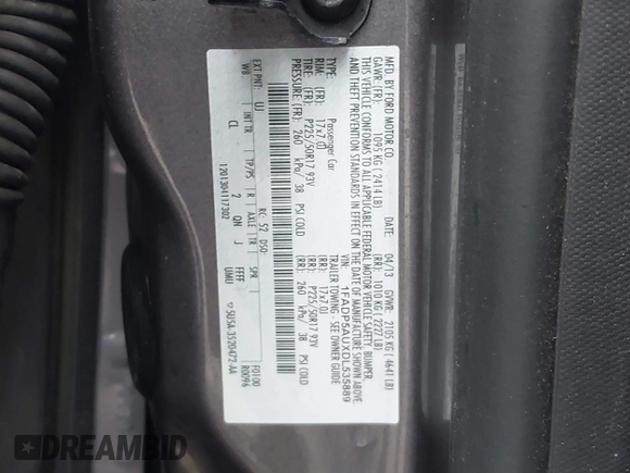 2013 Ford C-Max SE with VIN 1FADP5AUXDL535889, listed as a IAAI auction lot 42161407 with 103,978 mi miles and . Bid and sale history available at DreamBid. Image 9.