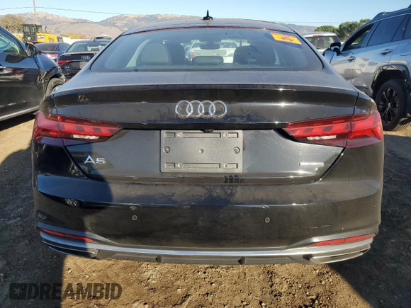 2023 Audi A5 Sportback Premium Plus with VIN WAUCBCF56PA007693, listed as a Copart auction lot 82938034 with 14,486 mi miles and Salvage Title. Bid and sale history available at carsss.com. Image 6.