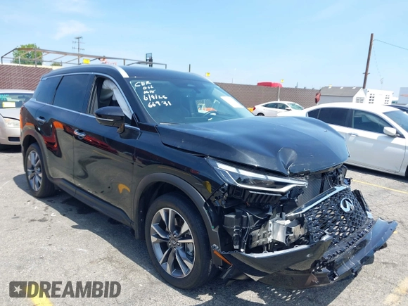 2023 Infiniti QX60 Luxe with VIN 5N1DL1FR2PC332501, listed as a IAAI auction lot 42486078 with 5,842 mi miles and . Bid and sale history available at DreamBid. Image 1.