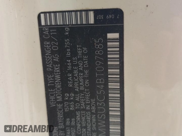 2011 MINI Hardtop z VIN WMWSU3C54BT097885, wystawiony jako Copart lot #55574545 z przebiegiem 133 527 mil mil oraz Szkoda całkowita • Salvage title. Historia ofert i sprzedaży dostępna na DreamBid. Obrazek 12.