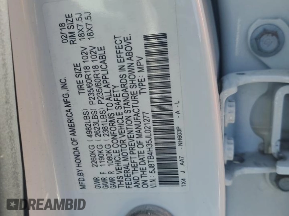 2018 Acura RDX with VIN 5J8TB4H35JL021277, listed as a Copart auction lot 48778565 with 92,067 mi miles and Salvage Title. Bid and sale history available at carsss.com. Image 13.