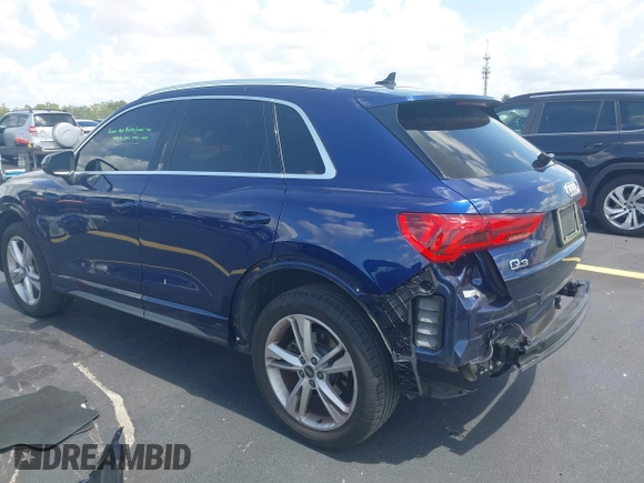 2021 Audi Q3 S line Premium with VIN WA1DECF37M1032508, listed as a IAAI auction lot 42556529 with 55,125 mi miles and . Bid and sale history available at DreamBid. Image 3.