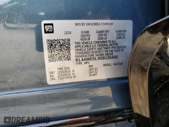 2025 Buick Encore GX Sport Touring with VIN KL4AMDSL9SB155445, listed as a Copart auction lot 53404625 with 11 mi miles and Clean title. Bid and sale history available at DreamBid. Image 13.