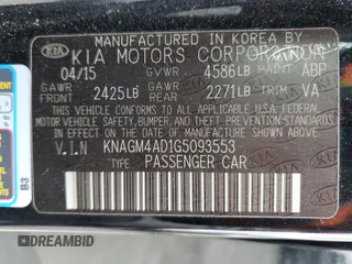 2016 Kia Optima z VIN KNAGM4AD1G5093553, wystawiony jako Copart lot #56072335 z przebiegiem 95 002 mil mil oraz Szkoda całkowita • Salvage title. Historia ofert i sprzedaży dostępna na DreamBid. Obrazek 12.